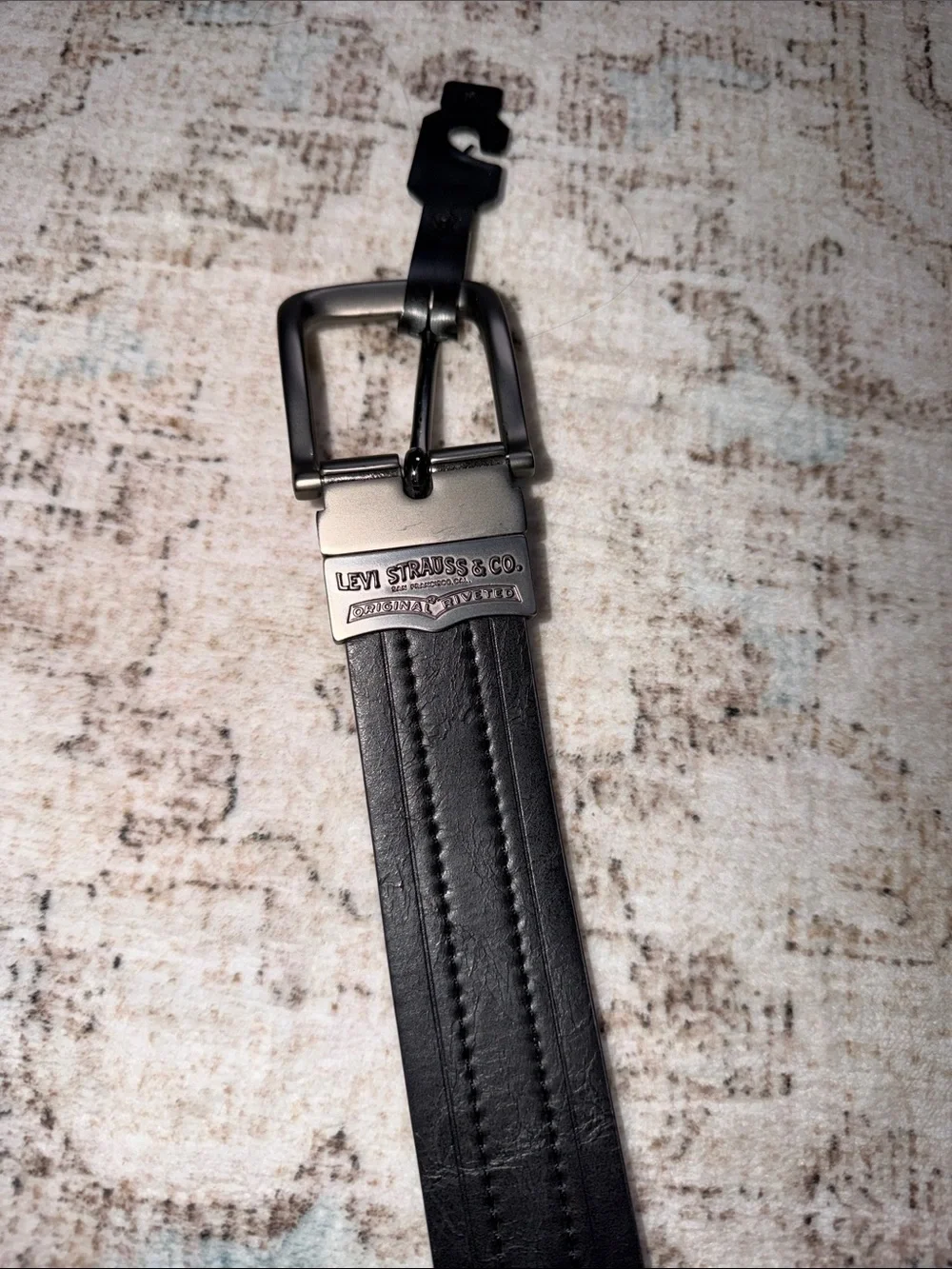 Men's Black Leather Dress Belt with Matte Gunmetal Buckle